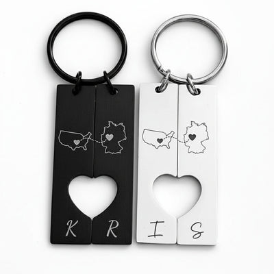 Personalised Country Heart Keychain set