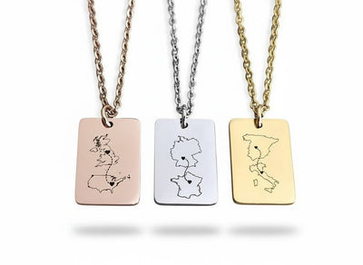 Personalised Country Rectangle Necklace