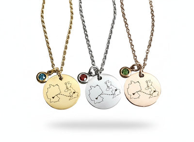 Personalised Country Necklace with Birthstone