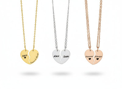 Personalized Broken Heart Necklace Set