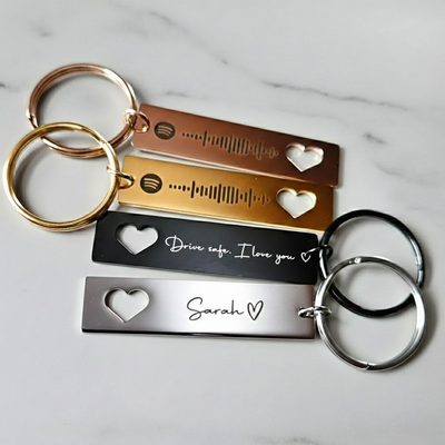 Personalised Scannable Heart Cut Keychain