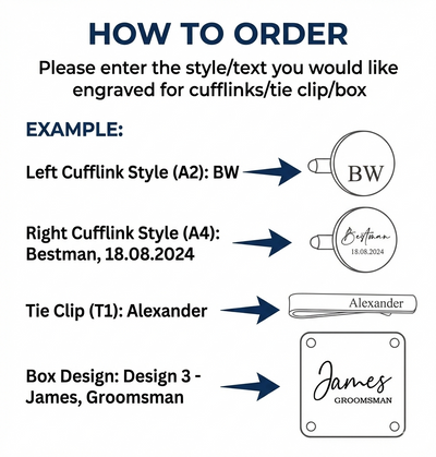 Personalised Cufflinks Gift Set - Tie Clip & Engraved Box