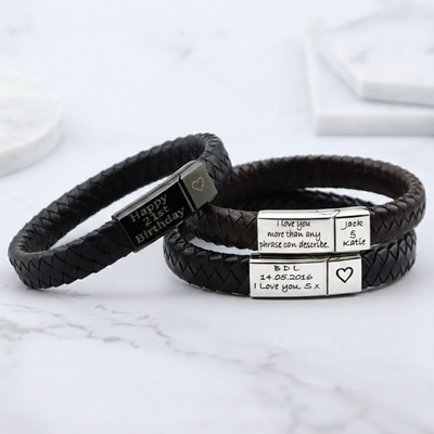 Personalised Braided Leather Bracelet