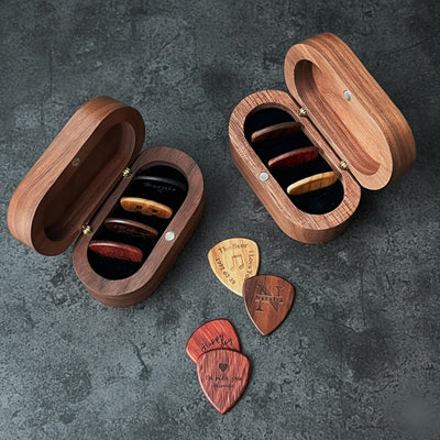 Personalised Wooden Guitar Box & Pick