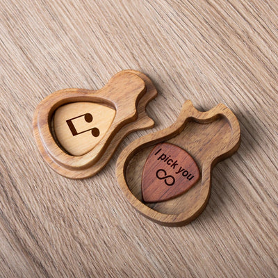 Customised Wooden Guitar Pick & Box