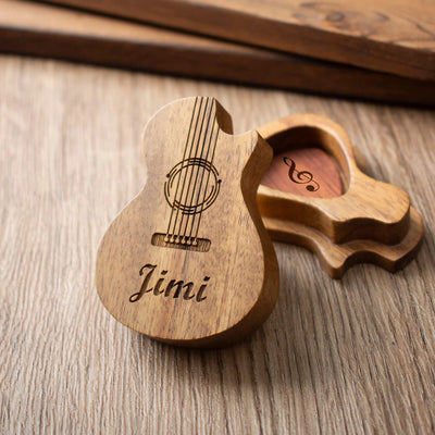 Customised Wooden Guitar Pick & Box