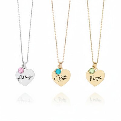 Personalised Birthstone Heart Necklace