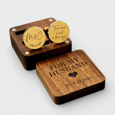 Personalised Cufflinks Gift Set - Tie Clip & Engraved Box