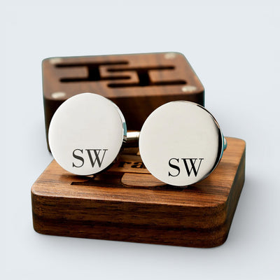 Personalised Cufflinks Gift Set - Tie Clip & Engraved Box