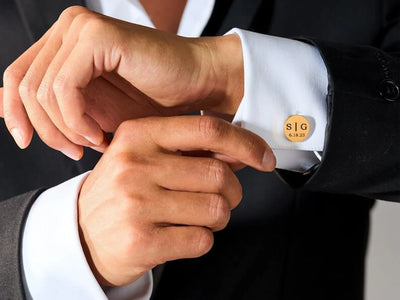 Personalised Cufflinks Gift Set - Tie Clip & Engraved Box