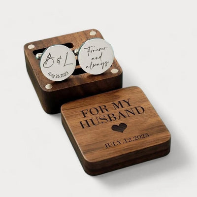 Personalised Cufflinks Gift Set - Tie Clip & Engraved Box