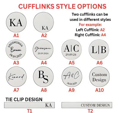 Personalised Cufflinks Gift Set - Tie Clip & Engraved Box