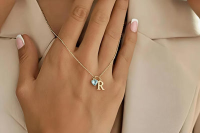 Initial Necklace with Heart Birthstone