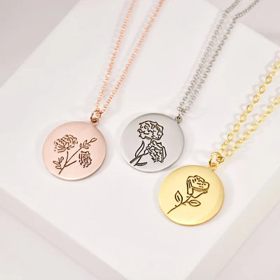 Personalized Birth Month Flower Necklace