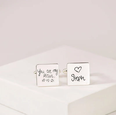 Engraved Square Handwriting Cufflinks