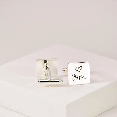 Engraved Square Handwriting Cufflinks
