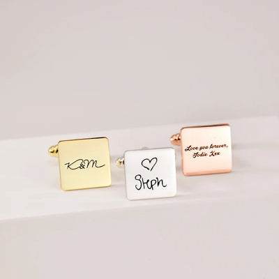 Engraved Square Handwriting Cufflinks
