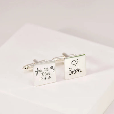 Engraved Square Handwriting Cufflinks
