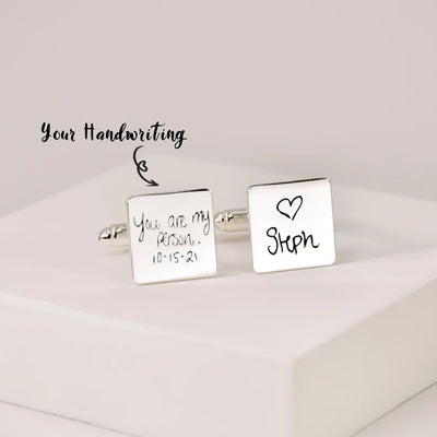 Engraved Square Handwriting Cufflinks