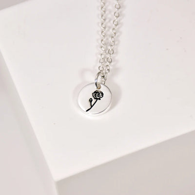 Personalized Disc Necklace Birth Flower