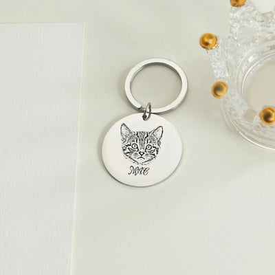 Engraved Pet Portrait Keychain
