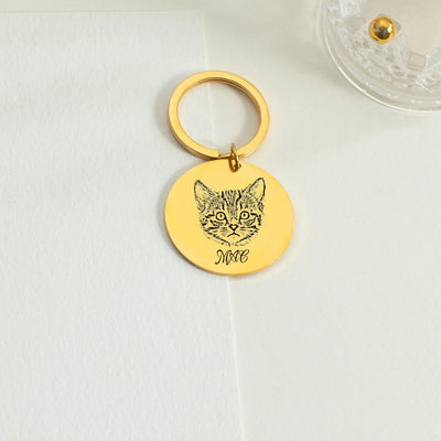 Engraved Pet Portrait Keychain