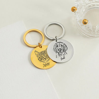 Engraved Pet Portrait Keychain