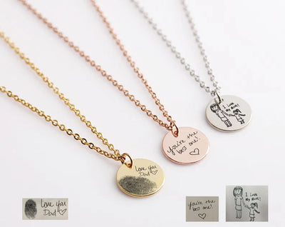 Personalised Handwriting Circle Disc Pendant