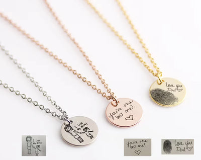 Personalised Handwriting Circle Disc Pendant
