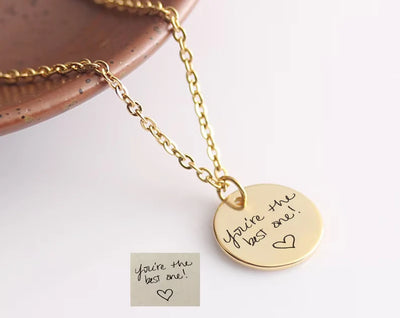 Personalised Handwriting Circle Disc Pendant