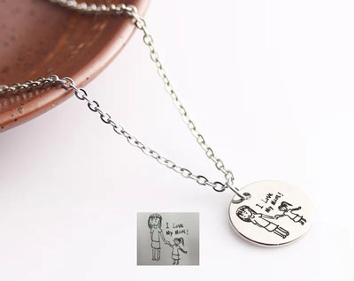 Personalised Handwriting Circle Disc Pendant