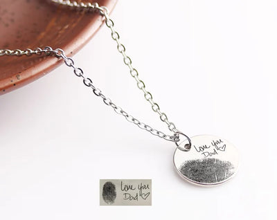 Personalised Handwriting Circle Disc Pendant