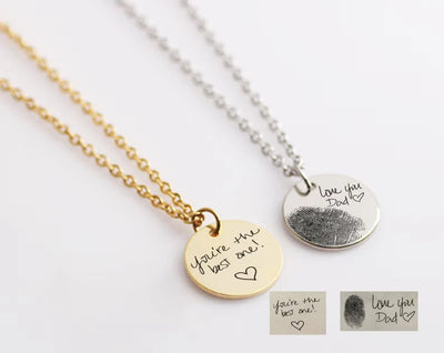 Personalised Handwriting Circle Disc Pendant