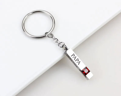 Personalised Birthstone Bar Keychain