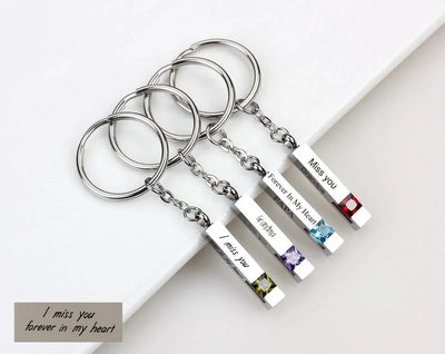 Personalised Birthstone Bar Keychain