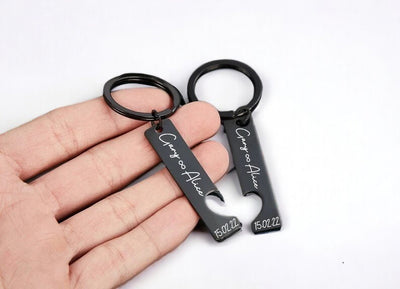Personalised Engraved Heart Keychain Set