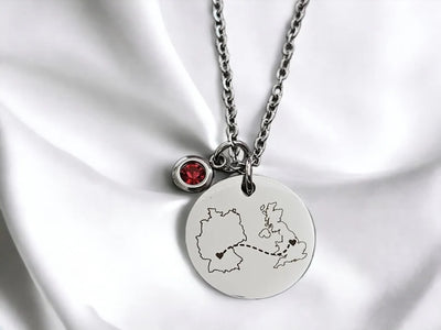 Personalised Country Necklace with Birthstone