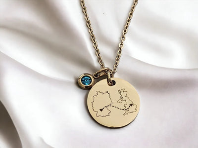 Personalised Country Necklace with Birthstone