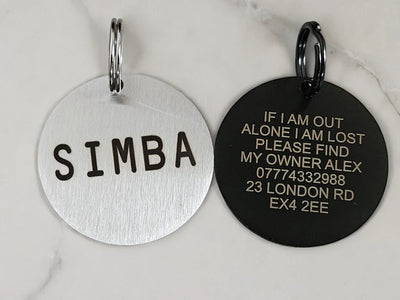 Personalised Pet Tag Stainless Steel Engraved