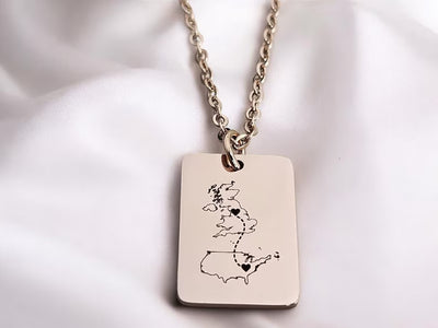 Personalised Country Rectangle Necklace