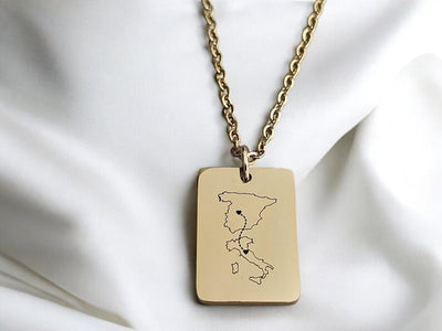 Personalised Country Rectangle Necklace