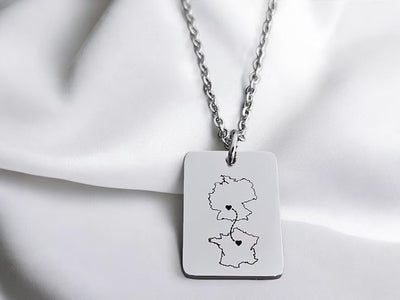 Personalised Country Rectangle Necklace