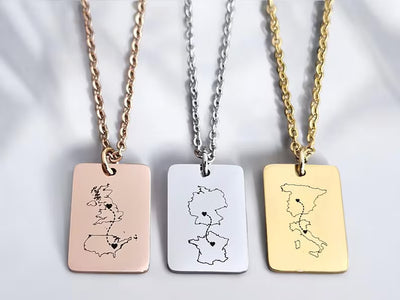 Personalised Country Rectangle Necklace