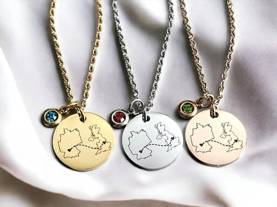 Personalised Country Necklace with Birthstone
