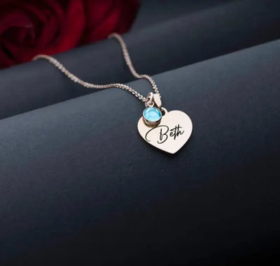 Personalised Birthstone Heart Necklace