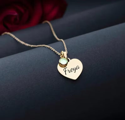 Personalised Birthstone Heart Necklace
