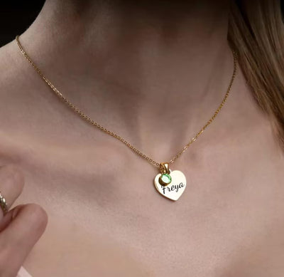 Personalised Birthstone Heart Necklace