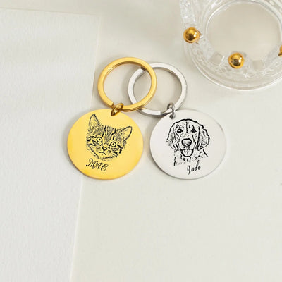 Engraved Pet Portrait Keychain