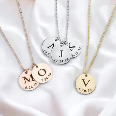 Personalised Necklace Initial Date Necklace