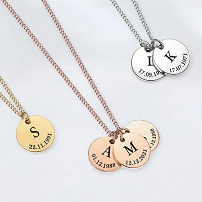 Personalised Necklace Initial Date Necklace